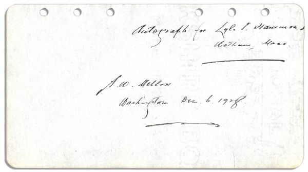 Andrew Mellons Signature as Secretary of the Treasury