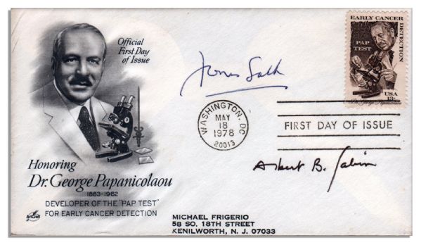 Jonas Salk & Albert Sabin Signed First Day Cover