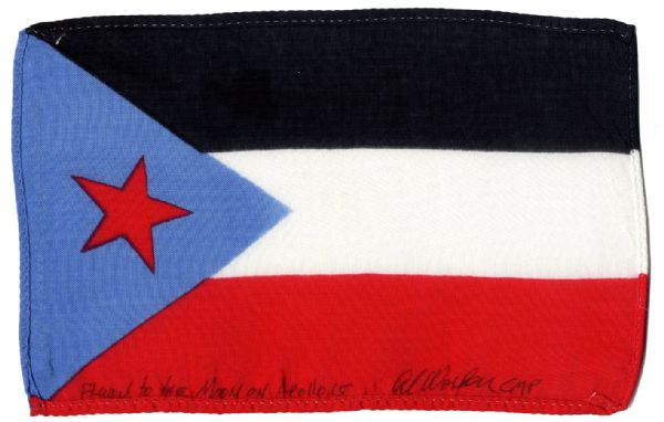 Apollo 15 Flown South Yemen Flag -- Signed & Inscribed by NASA Astronaut Al Worden