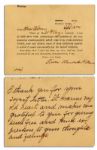 Oliver Wendell Holmes Autograph Note Signed -- ...It warms my old heart and makes me grateful to you for giving such free and kind expression to your thoughts and feelings...
