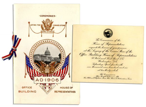 Invitation and Program From the Laying of the Cornerstone for the New House of Representatives Building in 1906