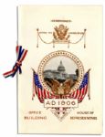 Invitation and Program From the Laying of the Cornerstone for the New House of Representatives Building in 1906