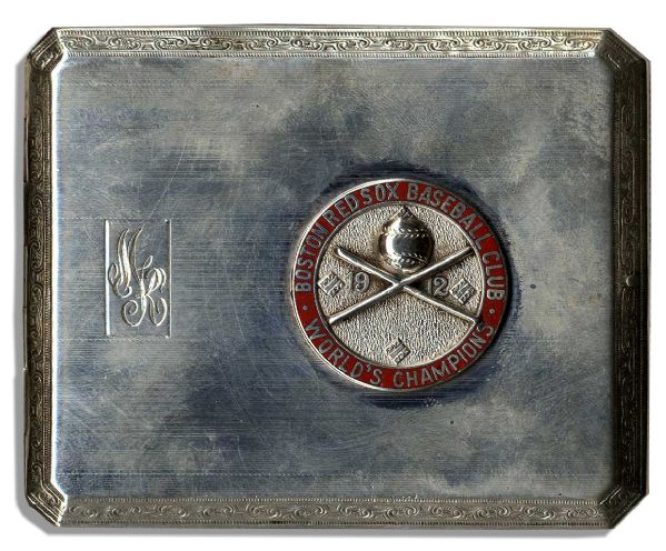 Incredibly Rare Boston Red Sox Medallion Applied to a Silver Cigarette Case -- From Their World Championship in 1912