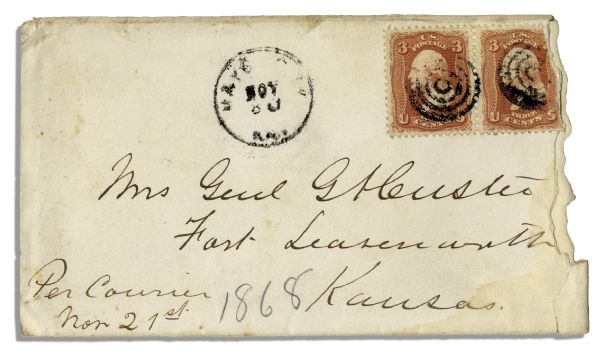 George Custer Signed Envelope Which Contains His Full Autograph