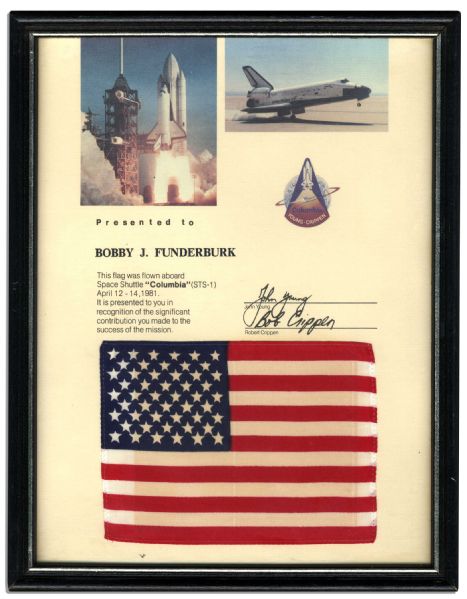 Space-Flown U.S. Flag -- Orbited Earth on Columbias First Ever Flight