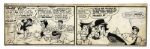 Excellent Content Lil Abner 2-Panel Comic Strip Hand-Drawn & Signed by Al Capp -- Featuring Abner, Mammy, Soft-Hearted John & Shmoos -- Classic Capp Encapsulating His Shmoo Theory