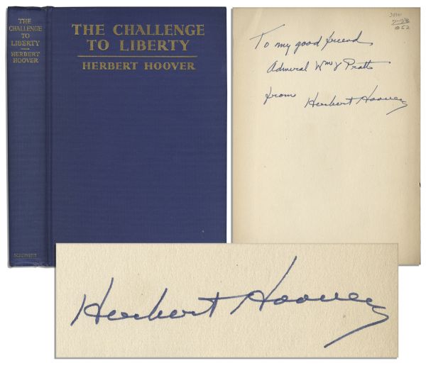 Herbert Hoover Signed First Edition Book, The Challenge to Liberty