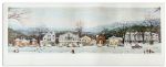 Master of Americana, Norman Rockwell Signed Print of His Well-Known Piece ''Stockbridge Main Street at Christmas'' -- 30.75'' x 12.5''