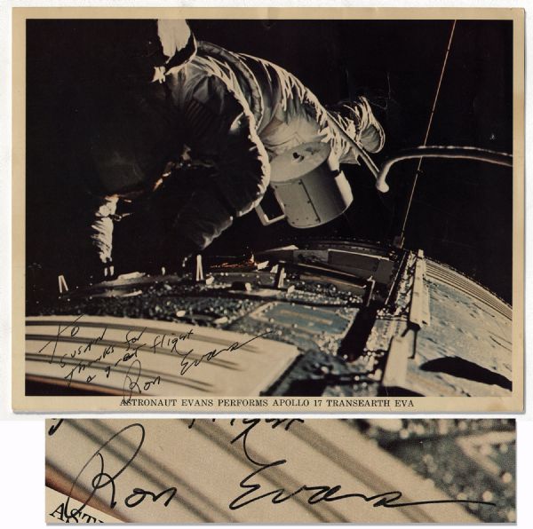 Last US Manned Moon Landing Astronaut Ron Evans One-of-a-Kind Unusual Space Signed 10 x 8 Photo