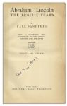 Carl Sandburg Signed First Edition of ''Abraham Lincoln, The Prairie Years, Volumes One and Two'' -- Both Volumes Are Bound Together in One Book