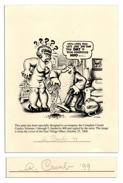 Robert Crumb Signed Sheet Featuring Crumbs East Village Other 1968 Cover Art