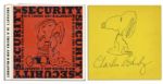 Charles Schulz Hand Drawn Sketch of Snoopy Signed in a First Edition First Printing of Security is a Thumb and a Blanket