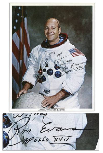 Ron Evans Signed 8 x 10 NASA Publicity Photo -- Fine
