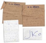 Jackie Onassis Collection of Three Handwritten Notes to Her Bergdorf Goodman Personal Shopper Marita OConnor -- Regarding Various Hats & Outfits 
