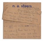 Jackie Onassis Collection of Three Handwritten Notes to Her Bergdorf Goodman Personal Shopper Marita O'Connor -- Regarding Various Hats & Outfits 