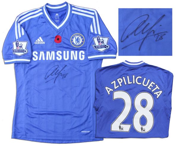 Cesar Azpilicueta Match Worn Chelsea Football Shirt Signed