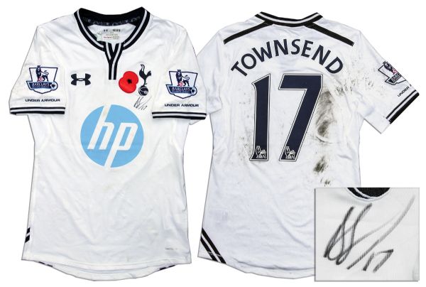 Andros Townsend Match Worn Tottenham Hotspur Football Shirt Signed