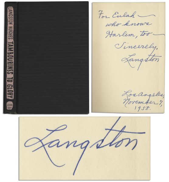 Rare Signed & Inscribed First Edition of Langston Hughes Novel, Tambourines to Glory