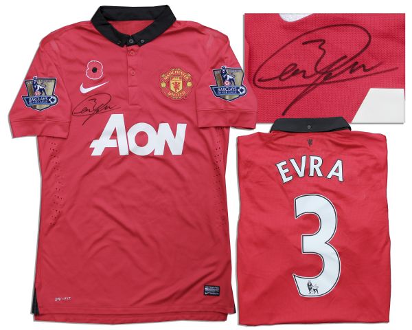 Manchester United Football Shirt Match Worn and Signed by Patrice Evra