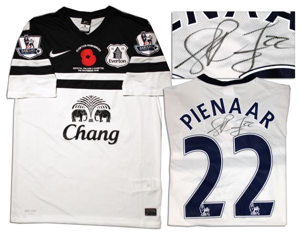 Steven Pienaar Match Worn Everton Football Shirt Signed