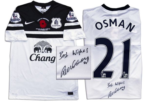 Leon Osman Match Worn Everton Football Shirt Signed