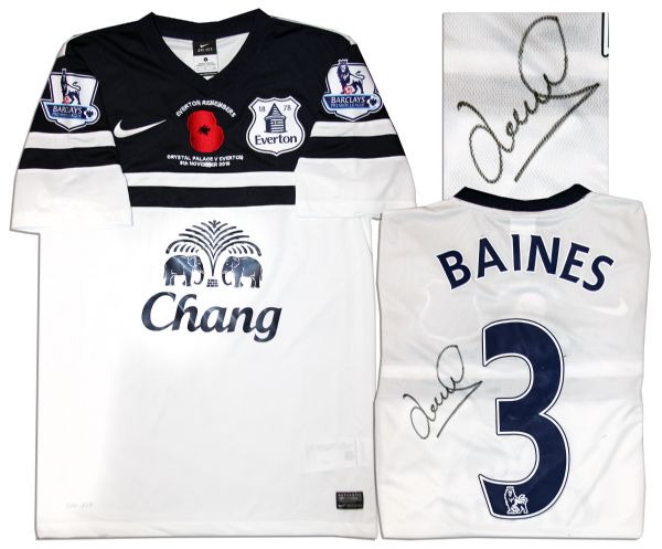 Leighton Baines Match Worn Everton Football Shirt Signed