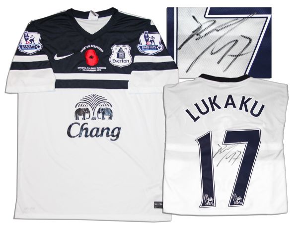 Romelu Lukaku Match Worn Everton Football Shirt Signed