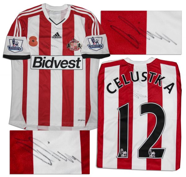 Ondrej Celustka Match Worn Sunderland Football Shirt Signed