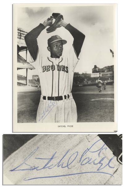 HOFer Satchel Paige 8 x 10 Photo Signed