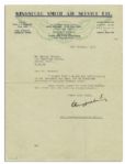 Australian Aviator Sir Charles Kingsford Smith Typed Letter Signed -- With PSA/DNA COA