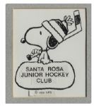 Charles Schulz Drawing of Snoopy Playing Hockey
