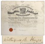 Rutherford Hayes 1889 Military Document Signed as President