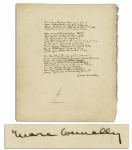 Marc Connelly Autograph Verse Signed