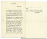Jackie Kennedy Letter on White House Stationery -- White House Art -- ...the pictures we acquire should all have a certain reason and appropriateness for being in the White House...