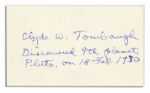 Discoverer of Planet Pluto, Clyde Tombaugh Collection of 4 Autographs -- ...Discovered 9th planet...