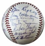 1953 New York Giants Baseball With 26 Signatures -- Including HOFers Hoyt Wilhelm & Monte Irvin -- Plus Bill Rigney, Dusty Rhodes, Bobby Thomson & Others -- With PSA/DNA COA