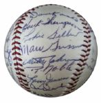 1953 New York Giants Baseball With 26 Signatures -- Including HOFers Hoyt Wilhelm & Monte Irvin -- Plus Bill Rigney, Dusty Rhodes, Bobby Thomson & Others -- With PSA/DNA COA