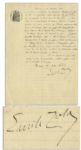 Emile Zola Letter Signed & Dated 1883