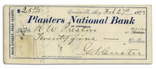 George Custer Check Signed