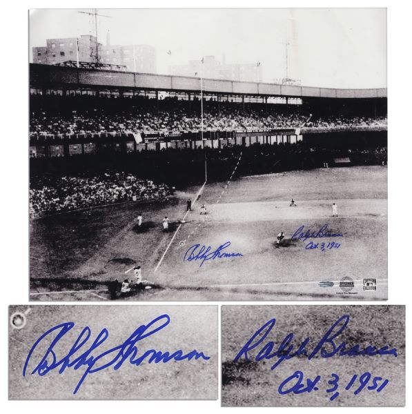 Bobby Thomson and Ralph Branca Signed 20 x 16.5 Photo of the Famed Shot Heard Round the World -- Steiner COA