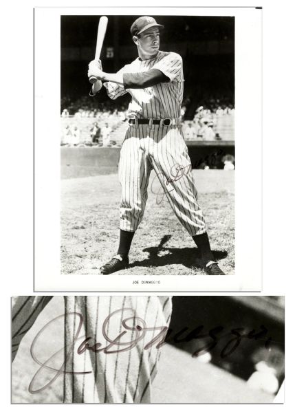 Joe DiMaggio 8 x 10 Signed Photo in His Yankee Pinstripes -- With JSA COA