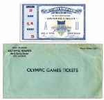 Ticket and Envelope for the 1932 Los Angeles Olympic Games -- Admission to Swimming Events in Which U.S. Swimmer Won Three Gold Medals
