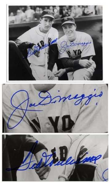 10 x 8 Joe DiMaggio and Ted Williams Signed Photo -- Bold, Blue Signatures -- With PSA/DNA COA