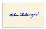 Lot of Four Cards Signed by Hall of Famer Charles Gehringer -- ''The Mechanical Man'' Signs ''Chas. Gehringer'' -- 5'' x 3'' Cards Signed in Blue Ink and Blue Marker -- Near Fine
