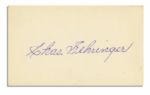 Lot of Four Cards Signed by Hall of Famer Charles Gehringer -- ''The Mechanical Man'' Signs ''Chas. Gehringer'' -- 5'' x 3'' Cards Signed in Blue Ink and Blue Marker -- Near Fine
