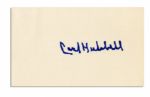 Lot of Four Cards Signed by Baseball Hall of Famer Carl Hubbell -- Cards Each Measure 5'' x 3'' -- Signed in Blue Ink, Black Marker & Blue Marker -- Fine