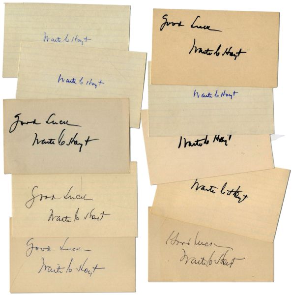 Excellent Collection of 10 Autographs From 1920s Baseball Legend Waite Hoyt