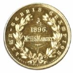 Wimbledon Championship Gold Medal Won by Early Tennis Great Harold Mahony in 1896