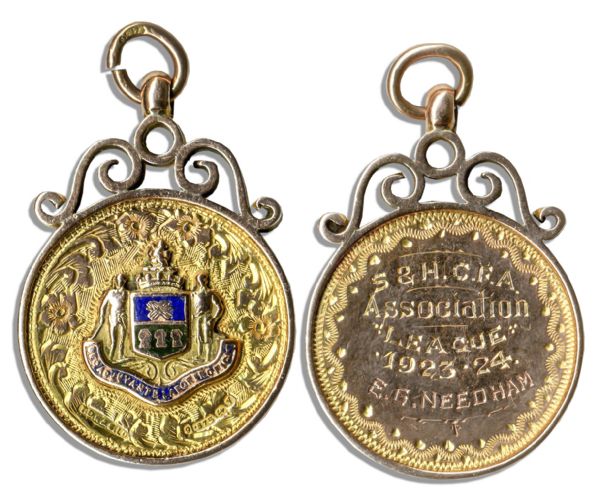 Early F.A. Challenge Cup Gold Medal -- Issued to Famed Sheffield United Footballer Ernest Needham -- From the 1923-1924 Season