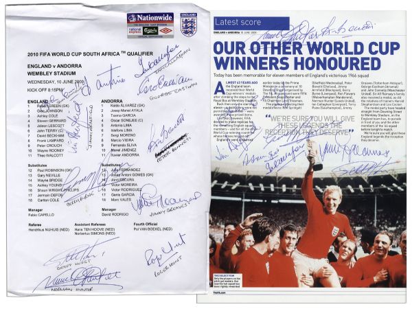 World Cup Program Signed by 18 Former Members of the English National Football Club